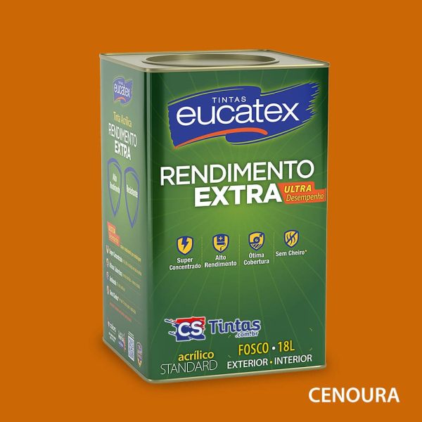 tinta acrilica uso interno e externo alto rendimento eucatex rendimento extra cor cenoura 18L melhor preço