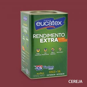 tinta acrilica uso interno e externo alto rendimento eucatex rendimento extra cor cereja 18L melhor preço
