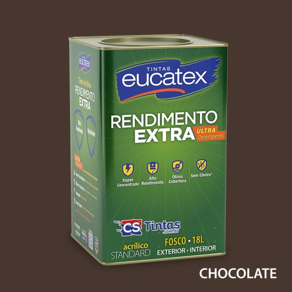 tinta acrilica uso interno e externo alto rendimento eucatex rendimento extra cor chocolate 18L melhor preço