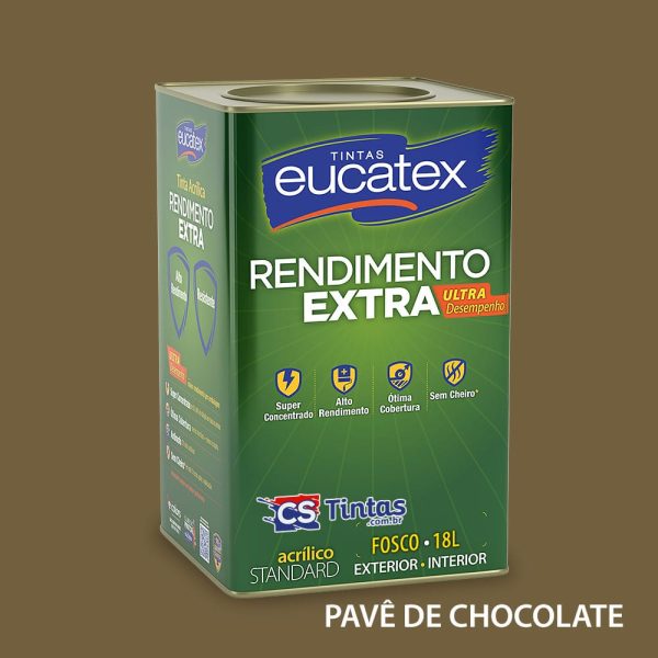 tinta acrilica uso interno e externo alto rendimento eucatex rendimento extra cor pavê de chocolate 18L melhor preço