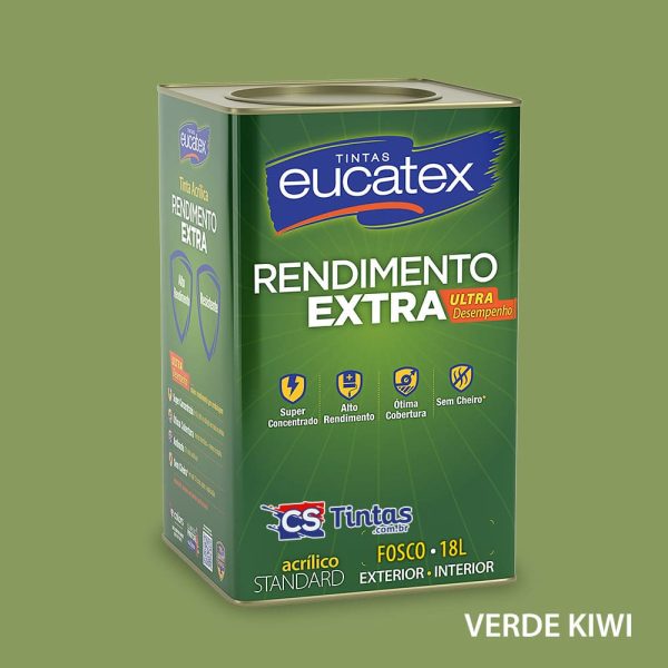 tinta acrilica uso interno e externo alto rendimento eucatex rendimento extra cor verde kiwi 18L melhor preço