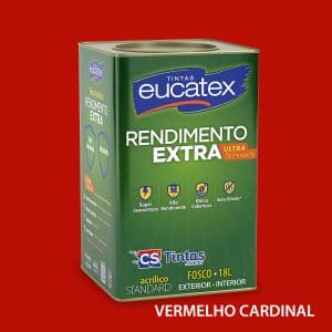 tinta acrilica uso interno e externo alto rendimento eucatex rendimento extra cor vermelho cardinal 18L melhor preço