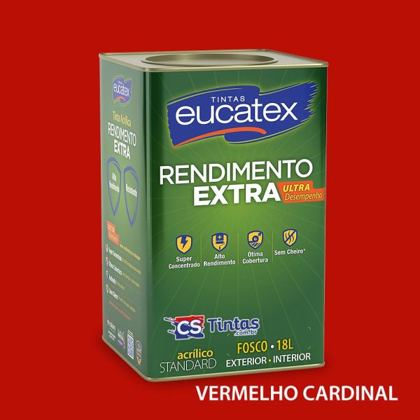 tinta acrilica uso interno e externo alto rendimento eucatex rendimento extra cor vermelho cardinal 18L melhor preço