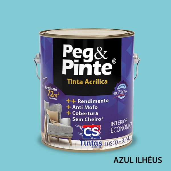 tinta acrilica uso interno eucatex pegpinte cor azul ilheus 3,6L