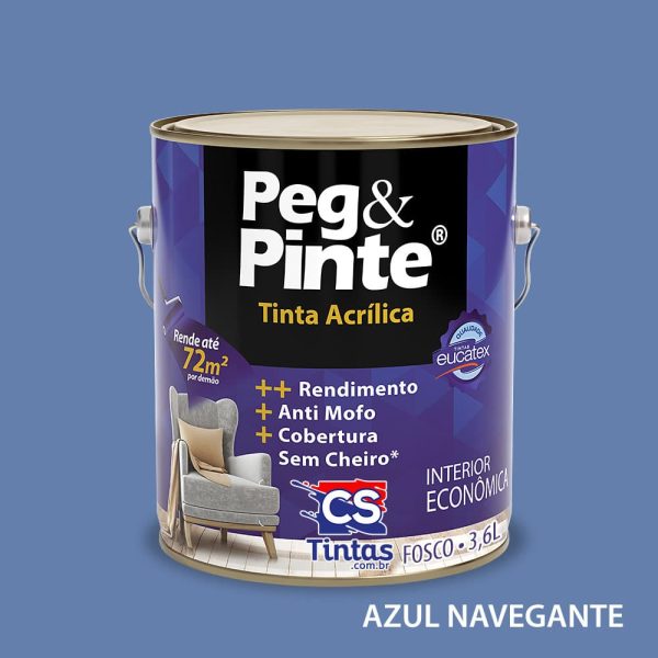 tinta acrilica uso interno eucatex pegpinte cor azul navegante 3,6L