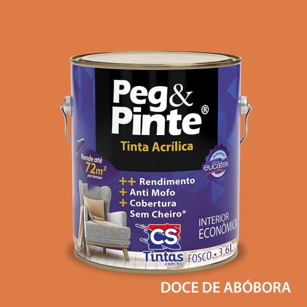 tinta acrilica uso interno eucatex pegpinte cor doce de abobora 3,6L