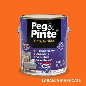 tinta acrilica uso interno eucatex pegpinte cor laranja maracatu3,6L