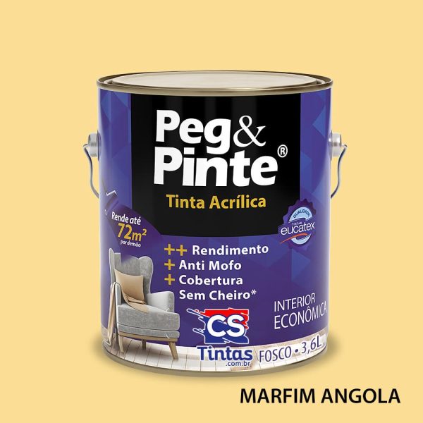 tinta acrilica uso interno eucatex pegpinte cor marfim angola 3,6L