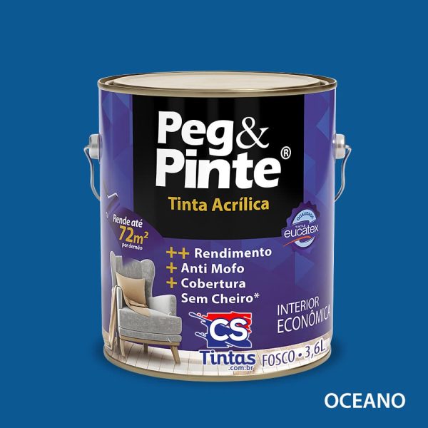 tinta acrilica uso interno eucatex pegpinte cor oceano 3,6L