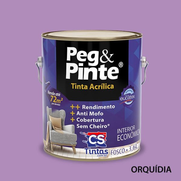 tinta acrilica uso interno eucatex pegpinte cor orquidea 3,6L