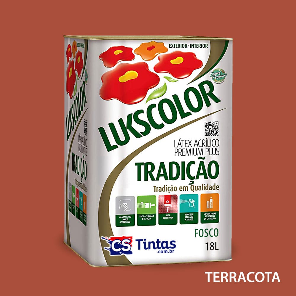 tinta latex acrilico premium lukscolor tradicao cor terracota 18l | CS ...